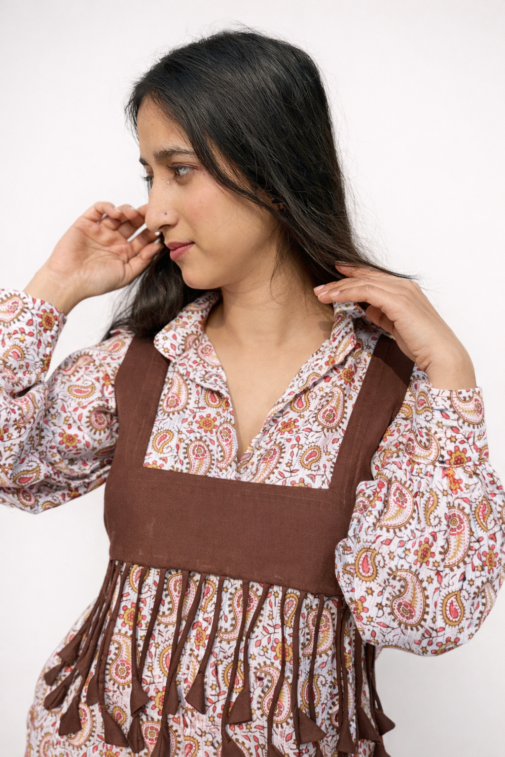 Sia Printed Kurti-Palazzo Set with Tassel Top